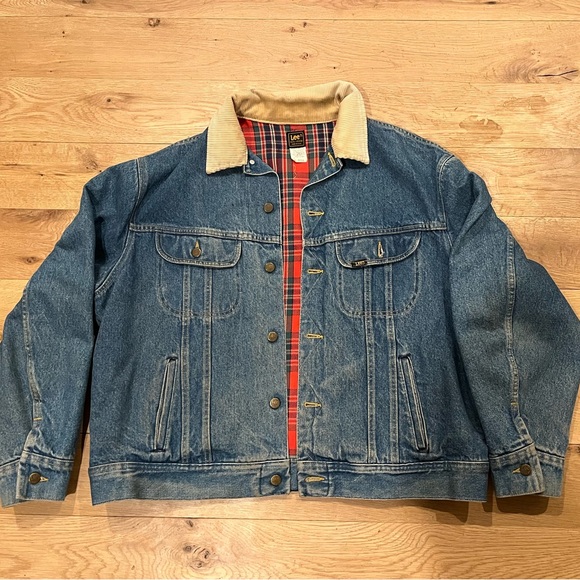 1960s Lee Riders Denim Jean Jacket XL Red Flannel Blanket Lined221-8745